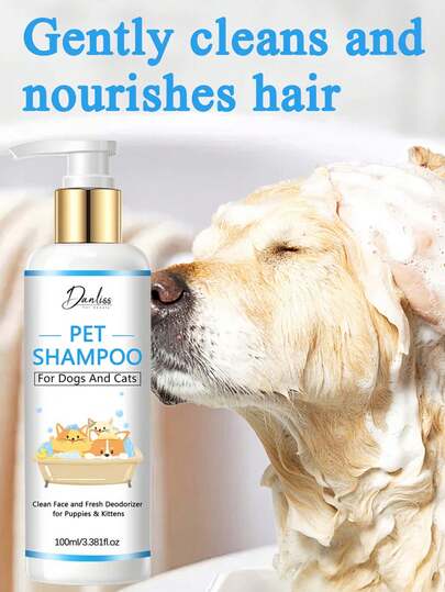100毫升宠物香波，用于清洁头部并消除全身异味。猫狗通用香波