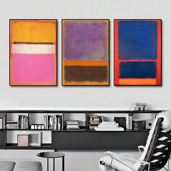 3PCS Famous Mark Rothko Abstract Multicolor Classic Vintage Posters Vintage Room Home Bar Cafe Decor Nordic Home Wall Arts Decor Optional Frame ,Wall Art With Frame
