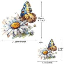 Naklejki na kalkomanie z motylem i kokardą Daisy do majsterkowania, do toreb, czapek, ubrań, zasłon, dywanów, do prasowania metodą termotransferu, materiał polietylenowy, zmywalny, nieblaknący
