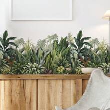 2PCS Tropical Green Plants Wall Stickers, Green Leaves Wall Decals Peel And Stick Home Wall Art Decor Wallpaper For Office Bedroom Living Room TV Sofa Background Decoration DIY Wall Decor Art Sticker Room Decor Personalised Stickers