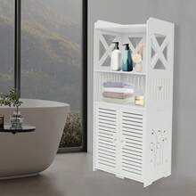 4-Tier PVC Storage Rack Bathroom Organizer With Strong Load-Bearing Capacity, Modern Design For Cosmetics, Books, Kitchen Utensils, 40x25x90cm, White - White - View 4