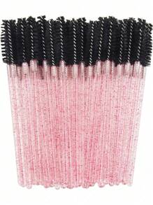 100pcs/50pcs/10pcs Disposable Mascara Wands, Nylon Bristle Eyelash Brush Spoolies, Unscented Eyebrow Extension Applicator With ABS Plastic Rod, Normal Skin Compatible - Pink And Black Wand Set