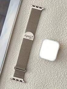 [Customized] Custom Name Compatible With Apple Watch Band Series S10 9 8 7 6 5 4 SE 38mm 40mm 41mm 42mm 44mm 45mm 46mm 49mm Women Men Stainless Steel Mesh Loop Magnetic Replacement Strap - A - View 3