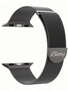 [Customized] Custom Name Compatible With Apple Watch Band Series S10 9 8 7 6 5 4 SE 38mm 40mm 41mm 42mm 44mm 45mm 46mm 49mm Women Men Stainless Steel Mesh Loop Magnetic Replacement Strap - A - View 13