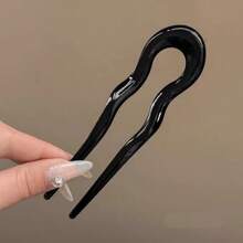 1/4pcs U-Shaped Hair Fork Fashion Tortoiseshell Acetate Hairpin Geometric Design Headwear Hair Sticks For Women & Girls (Slight Scratches On Plastic Products Are Normal), Bun Extension, Hair Bun Maker, Bun Hair Piece, Hair Styling Pins, Pins For Hair, Claw Clips, Bobby Pins