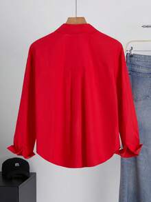 女士休闲百搭简约字母刺绣衬衫