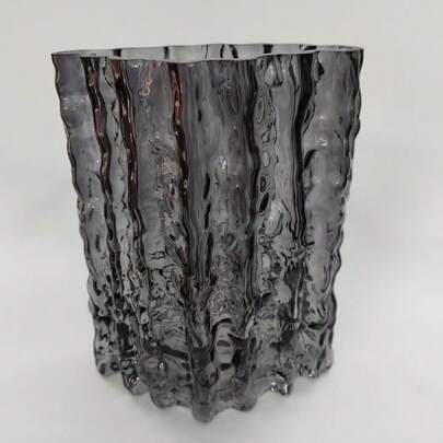Smoky Gray Rhombic Glacier Glass Flower Vase, Suitable For Hydroponics, Great For Indoor/Outdoor Decor And Wedding Decoration