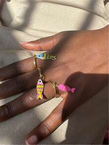 2025 New Personalized Fashion Pendant Opening Adjustable Ring Female Colorful Stainless Steel Fish Ring For Couple Jewelry Gifts - Fish Open Ring - View 2