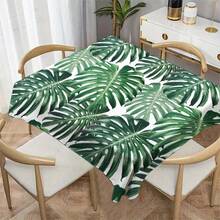1 khăn trải bàn in hình lá cọ, khăn trải bàn hình chữ nhật/tròn bằng polyester hiện đại chống thấm nước, in kỹ thuật số thích hợp cho phòng khách, bàn ăn ngoài trời, bàn tròn nhỏ - Nhiều màu - Xem 7