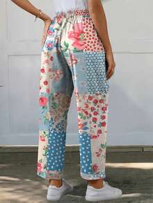 女士全身印花休闲裤，无定位图案 - 彩色 - 查看 2