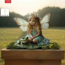 2D Flat Bohemian Style Fairy & Frog Garden Sign - 2D Outdoor Decor With Blonde Fairy In Enchanting Forest, Durable Plastic, No Batteries Needed - Perfect Housewarming Gift, Suitable For Yard, Lawn, And Patio, Frog Garden Decoration