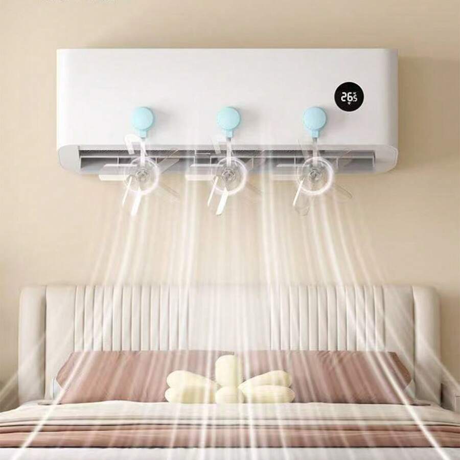 1 件吸盘空调导风板，婴儿和产后使用防直吹，轻松包围自然风，钢制轴承，运行更安静、无噪音，适用于壁挂式空调或柜式空调插座 - 藍色 - 查看 1