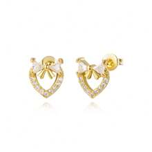 TUANZISP 22pcs Set Women's Gold Plated Copper Stud Earrings With Zirconia, Butterfly, Heart, Star, Crown, Snowflake, Geometric Designs, Versatile Fashion Jewelry, Elegant Vintage Luxury Gift For Women