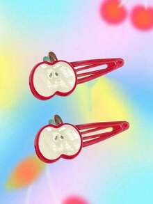 2pcs Apple Cartoon Hair Clips, Cute Side Bangs Clips, Versatile Hair Accessories For Girls,Hair Barrettes Claw Clips, School Stuff - Multicolor - View 13