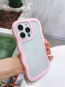 Dual-Layer Wavy Design Phone Case, Shockproof, Anti-Sweat, Anti-Fingerprint, Wear-Resistant, Fade-Resistant, Compatible With IPhone Waterproof Anti-Fall Scratch Resistant - Pink - View 7
