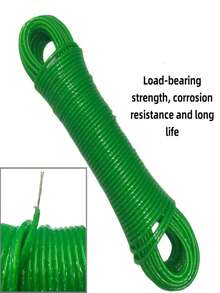 20M/2000cm Outdoor Steel Wire Clothesline, Plastic Coated Durable Weatherproof Laundry Drying Rope, Great For Hanging Clothes And Bedding, Ideal For Home And Balcony Use - Green - View 2
