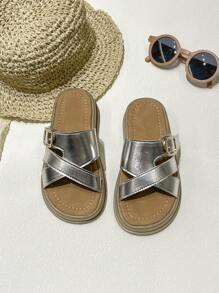 Ciabatte estive per ragazze, modello 2025, nuove, con punta aperta, fondo spesso, morbide e confortevoli, versatili, stile retrò, slip-on, adatte per l'esterno e la spiaggia
