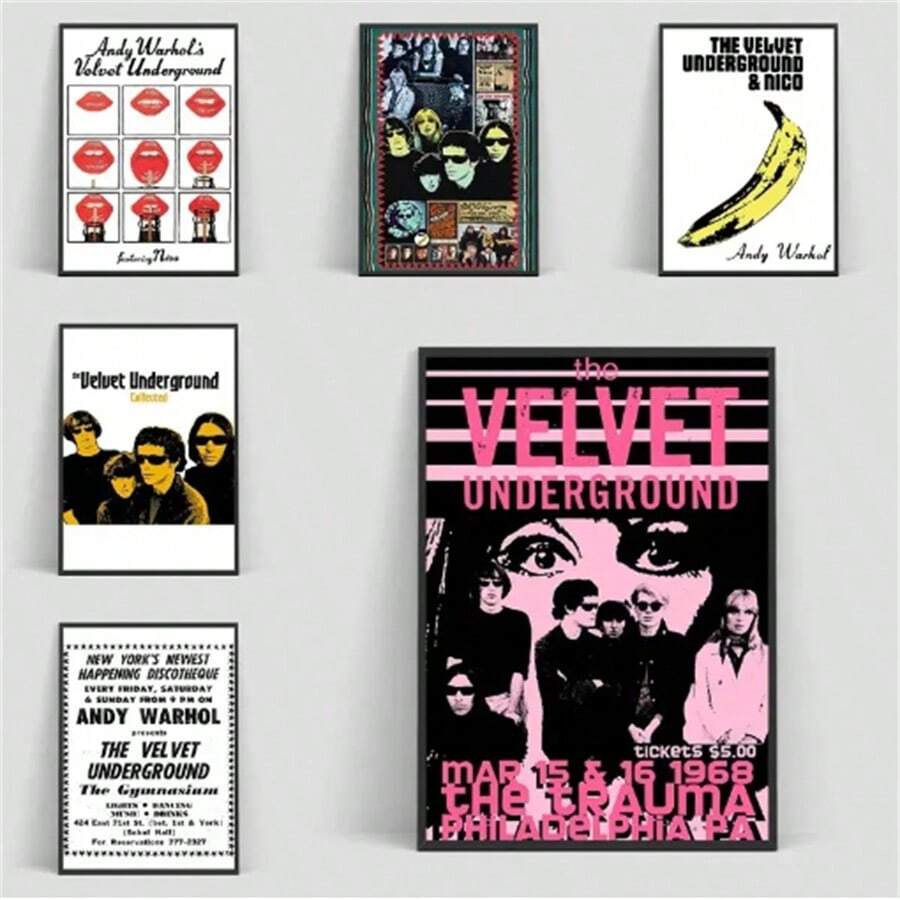 1 件可选框架海报墙艺术流行美国摇滚乐队 V-Velvet U-Underground 海报用于墙壁装饰帆布画办公室装饰家居，墙壁艺术带框架 - 彩色 - 查看 1