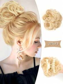 Pieza para el cabello con sujeción para moño desordenado, extensiones de cabello sintético ondulado y rizado para chongos, coletas y recogidos gruesos para mujeres - Multicolor - Ver 12