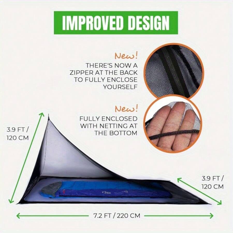 Local Warehouse-Net Tent Compact And Lightweight Bug Net For Camping Mosquito Netting For Bed Fits Sleeping Bags Tent Bed SingleNetting For Camping With Carry Bag Mosquito - Black - View 1