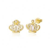 TUANZISP 22pcs Set Women's Gold Plated Copper Stud Earrings With Zirconia, Butterfly, Heart, Star, Crown, Snowflake, Geometric Designs, Versatile Fashion Jewelry, Elegant Vintage Luxury Gift For Women