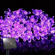 1 peça 20/50/100 Luzes de Corda Solares em Forma de Flor - Cordões de Luz Externa para Decoração de Jardim, Pátio, Cerca, Árvore de Natal com Ambiente de Luz de Fada - À Prova d'Água, Eficiente em Energia e Fácil de Instalar para Casamento, Festa, Casa, Gramado
