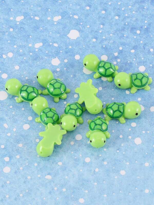5PCS Cartoon Green Little Turtle Ornaments Pastoral Micro Landscape DIY Resin Crafts Handmade Landscaping Accessories Home Decoration