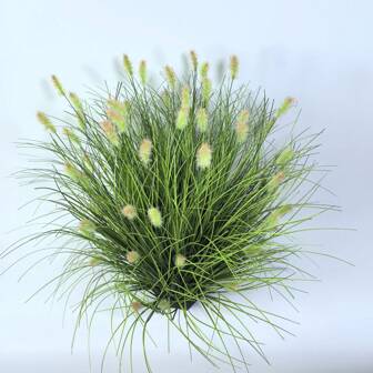 6 束逼真的人造洋葱草流苏，塑料假地面植物，适用于户外庭院、酒店、花园装饰、窗框装饰、室内外家居装饰，适用于春夏季、周年纪念、复活节、母亲节、婚礼、送礼 - 不含花盆