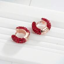 925 Sterling Silver Hoop Earrings For Women, Fashion Crystal Rimmed Gift, 15mm - 35mm