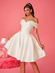 Elegant White Strapless A-Line Party Dress, Dignified Formal Teenage Dress, Sweet Design Wedding And Prom Dress, Cocktail Dress, Short Homecoming Dress - Milk White - View 7