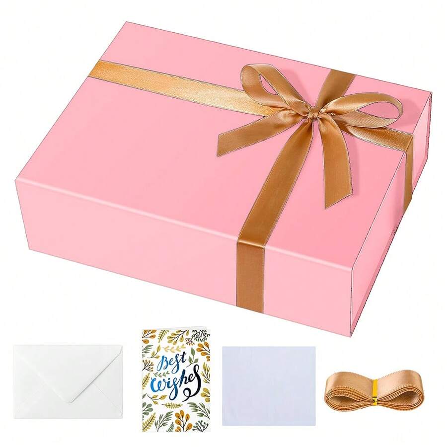Pink Gift Box, 11*8.25*3.15'' Gift Boxes For Presents With Lids Magnetic Closure Rectangle Collapsible For Groomsman Proposal Box, Wedding, Christmas, Halloween, Birthday Gift Packging