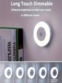 Luce notturna magnetica rotonda con porta di ricarica USB di tipo C, interruttore touch, lampada LED a 3 colori, ideale per camera da letto e corridoio - controllo touch facile, alimentata USB, luce notturna per camera da letto | Lampada elegante | Luce ricaricabile USB, Lampada USB