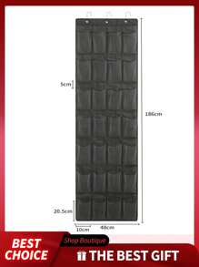 [1pc](Black) Over The Door Shoe Organizer 12/28/35 Mesh Pockets (145cm*32cm/57"*13", 180cm*48cm/71"*19", 170cm*67cm/67"*26") - 4.23/7.16/10.26oz Polyester Non-Woven Storage Bag For Sneakers,Heels,Sandals,Toys - Space Saving Hanging Closet Organizer With Reinforced Hooks,Modern Minimalist Design For Home