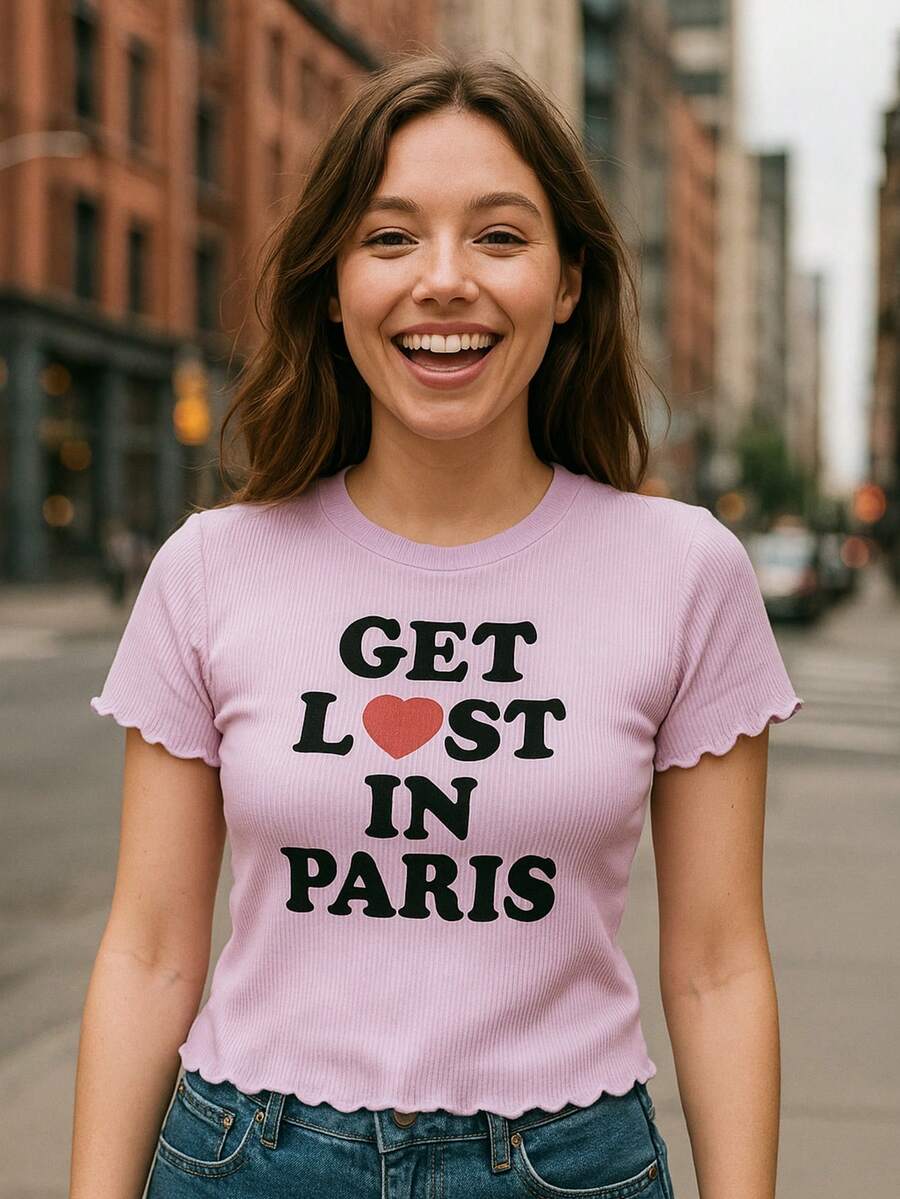 Blusa con Diseño 'Get Lost in Paris' - Estilo Chic y Juvenil"