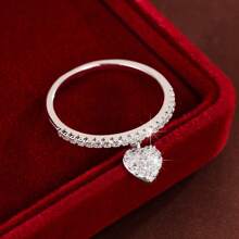 1 pieza Anillo de mujer con diseño de colgante en forma de corazón y circonita cúbica