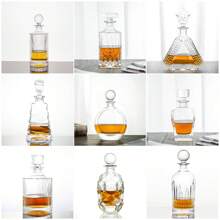 Bouteille de whisky classique, bouteille de vin en verre transparent/pot à vin avec bouchon, cadeau de la fête des pères, cadeau pour homme, cadeau de déménagement, convient pour le vin rouge, le whisky, le brandy, le bourbon, le rhum, décoration pour la maison, bons produits pour un usage domestique