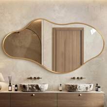 Modern Asymmetrical Wall Mirror, Asymmetrical Decoration, Abstract Aviation Anti-Breakage Aluminum Alloy Frame Wall Mirror, Living Room, Bathroom, Bedroom, Wardrobe Room, Entrance Passage Decorative Wave Mirror Home Decor Back To School Room Decor School Supplies