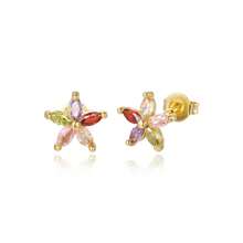 TUANZISP 22pcs Set Women's Gold Plated Copper Stud Earrings With Zirconia, Butterfly, Heart, Star, Crown, Snowflake, Geometric Designs, Versatile Fashion Jewelry, Elegant Vintage Luxury Gift For Women