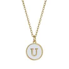 Initial Opal Letter Necklace Jewelry Gifts For Women, Gold Plated Alphabet Opal Pendant Necklace Round Disc Initial Necklace Engraved Letter Necklace With Adjustable Chain Pendant Enhancers For Women And Girls Fashion Style Jewelry