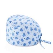 1 pieza Gorro de enfermera con estampado digital de flores, animales y corazones sobre fondo rosado, de mezcla de algodón. Adecuado para médicos, enfermeras, salones de belleza, hospitales veterinarios y profesionales de limpieza. Anti-bacterial y anti-polvo