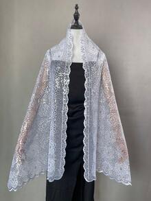 1 chiếc khăn choàng/khăn choàng thêu sequin đa năng dành cho nữ, thích hợp cho đám cưới và nhiều dịp khác nhau - Nhiều màu - Xem 4