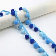 2Yards Colorful Pom Pom Trim Ball Lace Pompom Handmade DIY Craft Accessories Sewing Fringe Ribbon Fabric Lace - Multicolor - View 10