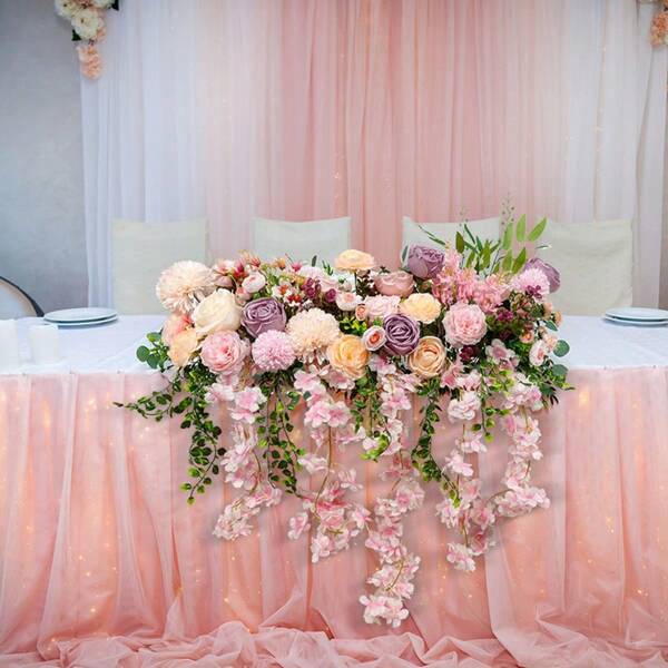 Decoração de Casamento Flores no Chão para o Quarto do Casamento, Arranjo de Flores para a Sala de Estar e Auditório, Flores Artificiais Rosas Românticas