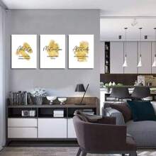 Cuadro de pared tríptico enmarcado, pintura de lona con patrón de citas motivacionales, decoración de arte moderno, adecuado para el hogar y la oficina, conjunto de 3 piezas listo para colgar, 3 piezas (envuelto, lienzo)
