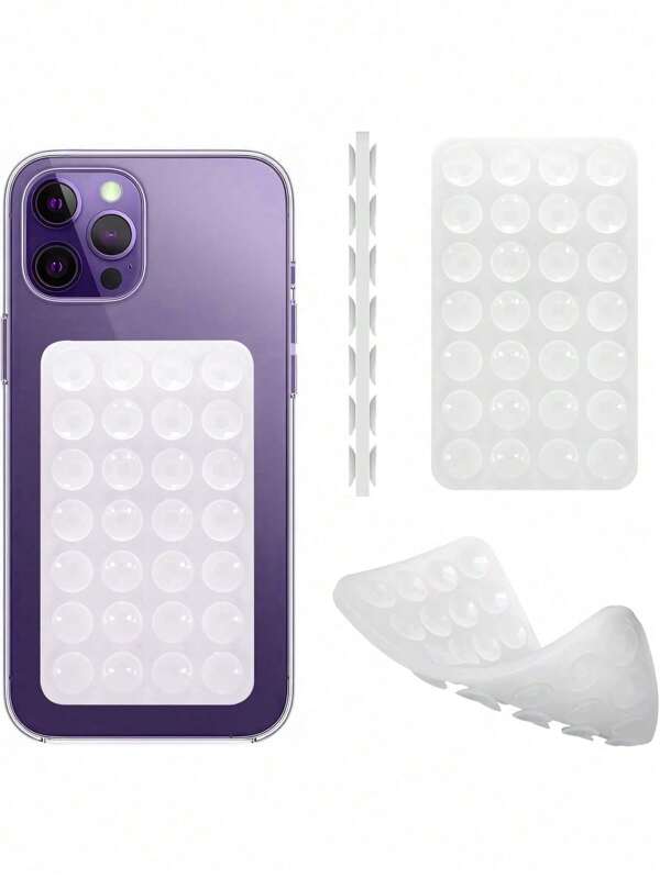 1pc Silicone Sticky Phone Grip, 28 Suction Cups Double-Sided Suction Cup Phone Case Holder, Hands-Free Sticky Phone Grip For Selfies And Videos, Suitable For All Kinds Of Phones - Durable Sticky Silicone Holder, Shower Safe, Ideal For Video Recording And Photography