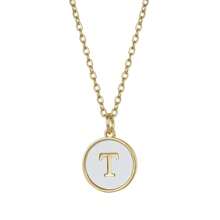 Initial Opal Letter Necklace Jewelry Gifts For Women, Gold Plated Alphabet Opal Pendant Necklace Round Disc Initial Necklace Engraved Letter Necklace With Adjustable Chain Pendant Enhancers For Women And Girls Fashion Style Jewelry