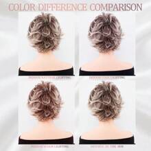 Elegant Women's Short Curly Pixie Cut Wig - Voluminous Gradient Style With Side Bangs, Perfect For Parties, Daily Wear & Valentine's Day Celebrations, High-Temperature Fiber, Loose Curls, Dark To Light Blonde Ombre, Festive Hairpiece | Voluminous Wig | Natural Look Wig