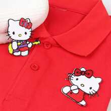 Sanrio 6 pezzi di toppe adesive con ricamo di gattini con fiocco, cartoni animati alla moda e versatili per vestiti