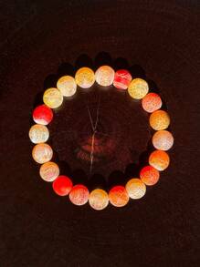 Pulseira de contas de ágata rachada estilo natural, 1 peça, para mulheres, uso diário, atrai riqueza e prosperidade, joia para presente em festivais e bênçãos