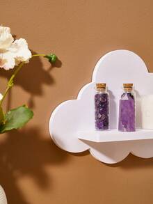 1 件，6.4 英寸 X 9.1 英寸白色黑板云形壁挂式搁板，简易白色黑板材料组装装饰水晶展示架小物件收纳架，室内家居墙面装饰收纳整理器